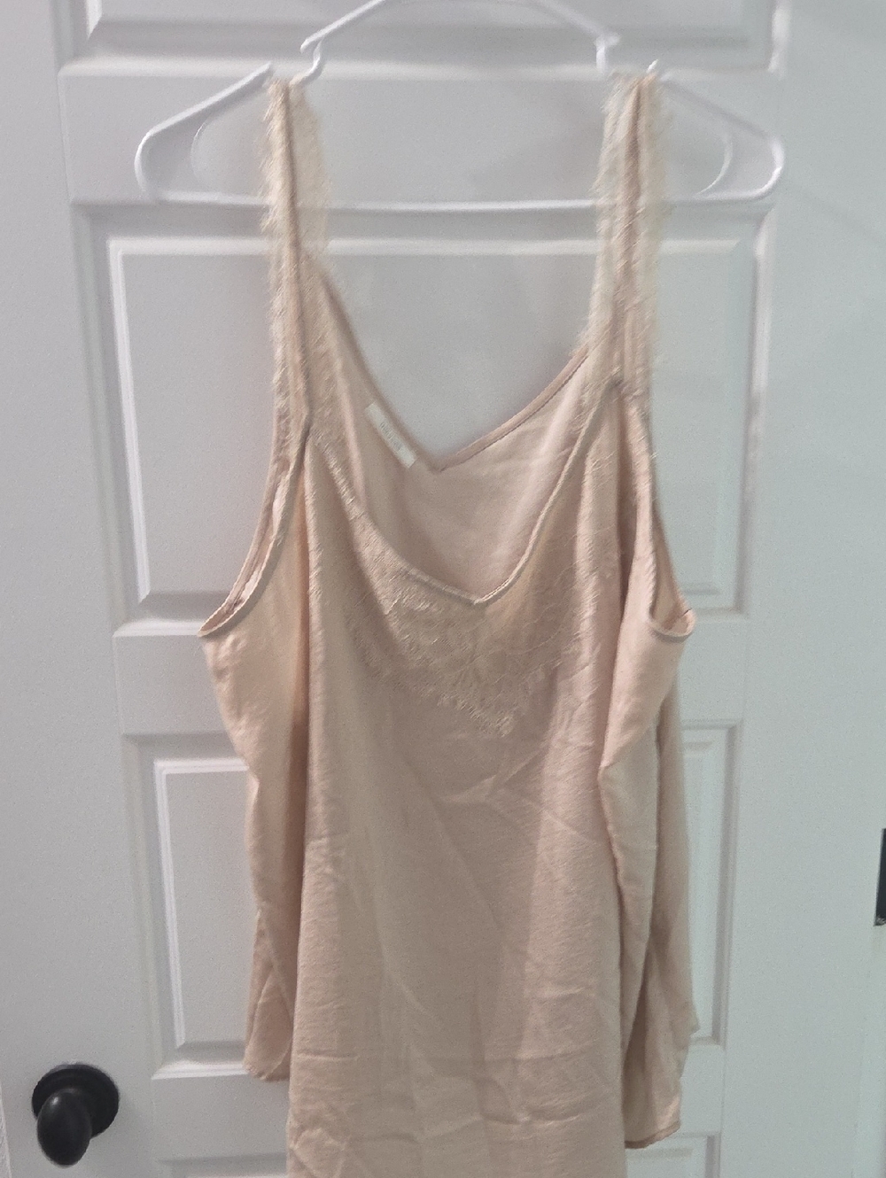 Plus Size Beige Lace-Trim Slip Cami